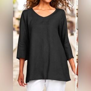 New Women 3/4 Sleeve Blouse l V Neck Solid Color Casual Loose T Shirt Sz S